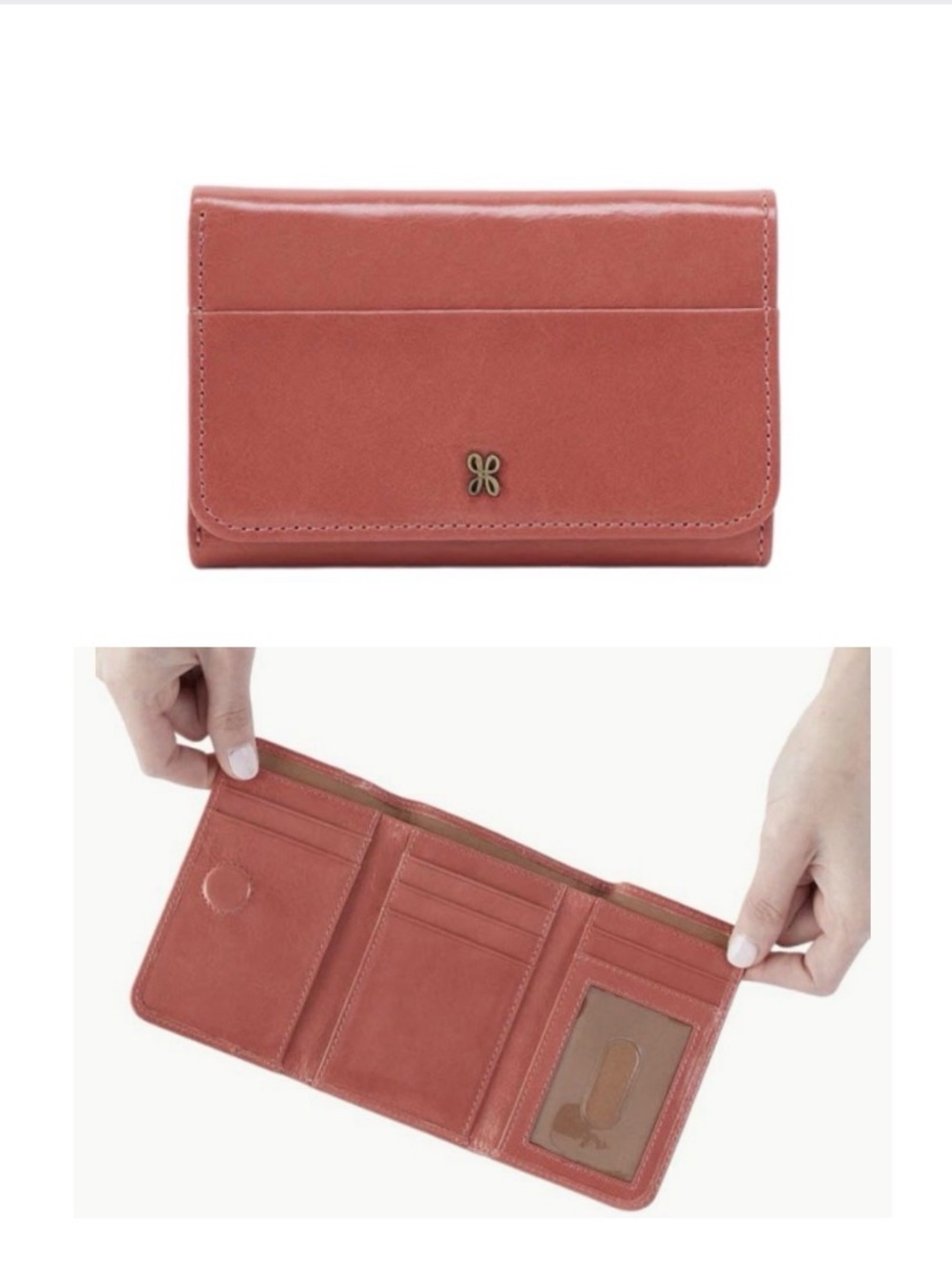 Hobo Jill pink trifold wallet